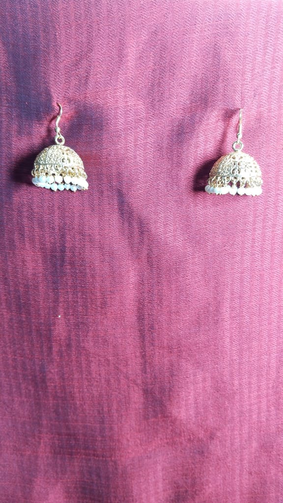 Exquisite Pearl and Gold Jhumka Earrings for Women