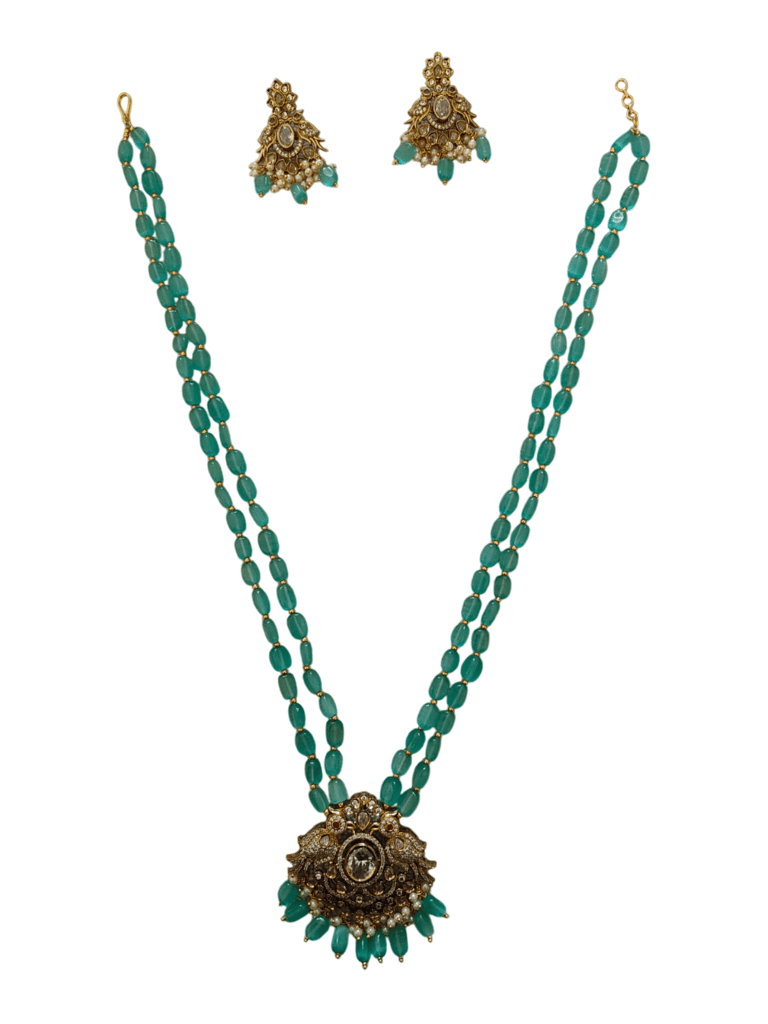**Indian Ethnic Gold Plated Kundan Meenakari Pearl Necklace Set With Earrings For Women** - Jewellery Sets | Buy online on ZillyBuy