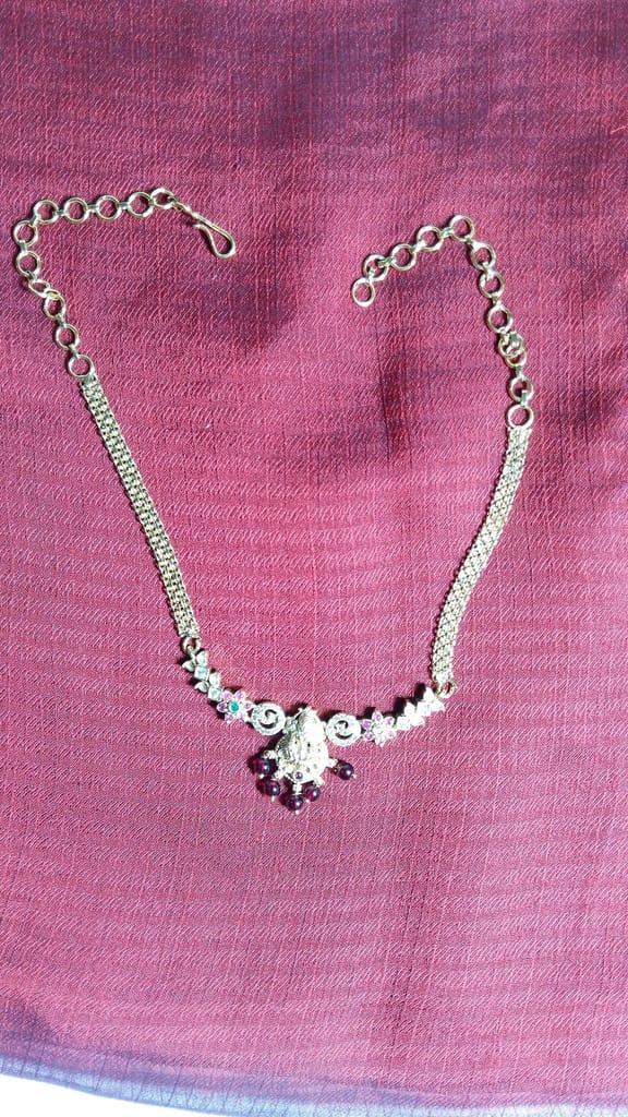 14k Gold Plated Traditional Indian Necklace with Ruby and Cubic Zirconia Stones