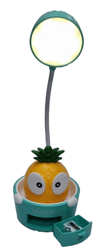 Kids Pineapple LED Desk Lamp with Sharpener and Drawer, Eye-Caring Study Light for Children's Bedroom and Study
