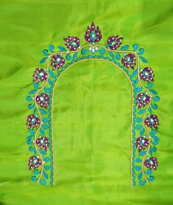 Green blouse with floral embroidery