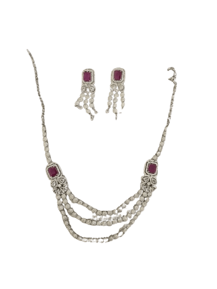 Buy Ruby and American Diamond Necklace Set Online at Best Price