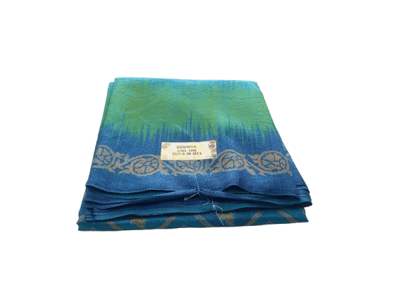 Blue and Green Colour Soft Silk Saree with Blouse Piece - Sarees | Buy online on ZillyBuy