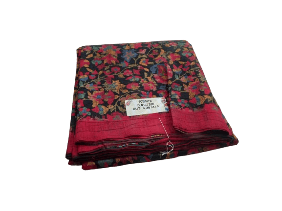Black and Red colour Floral Designer Pure Silk Saree with Blouse Piece - Sarees | Buy online on ZillyBuy