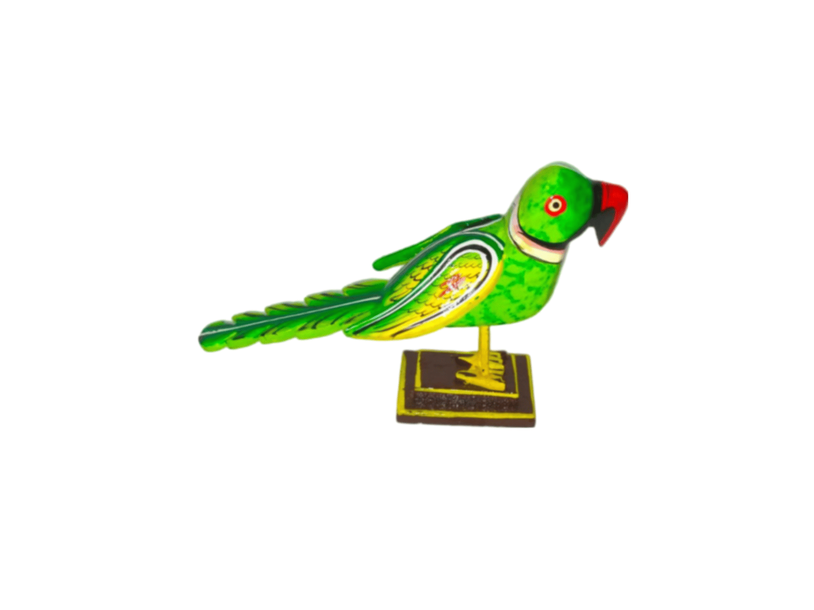Wooden Hand Carved Parrot Statue - Decorative Bird Figurine for Home Decor