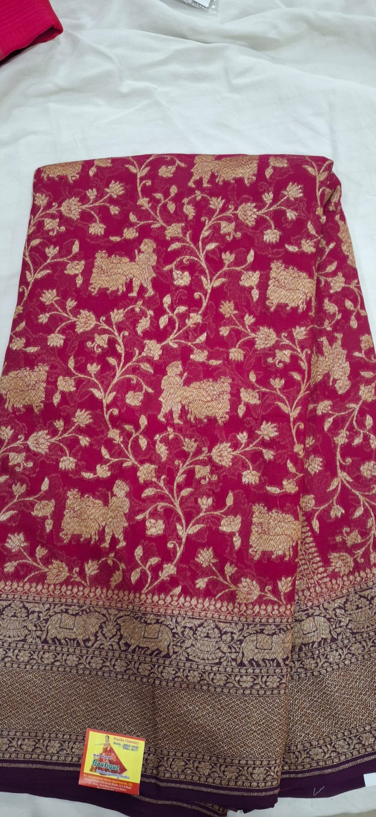 Buy Online Pink Color Traditional Saree With Golden Weaving Work And Heavy Pallu For Women