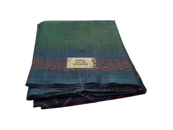 Green and Blue Pure Silk Saree With Blouse Piece - Sarees | Buy online on ZillyBuy