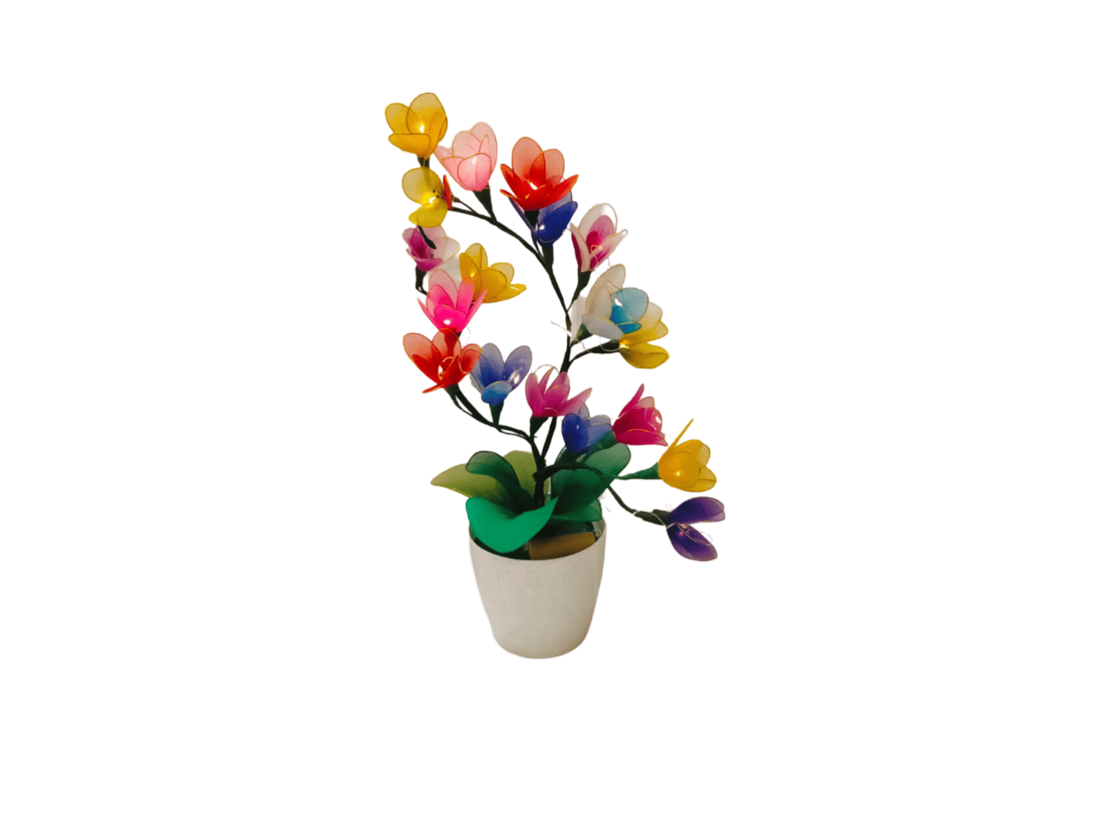 Nylon Stocking flowers with lights handmade