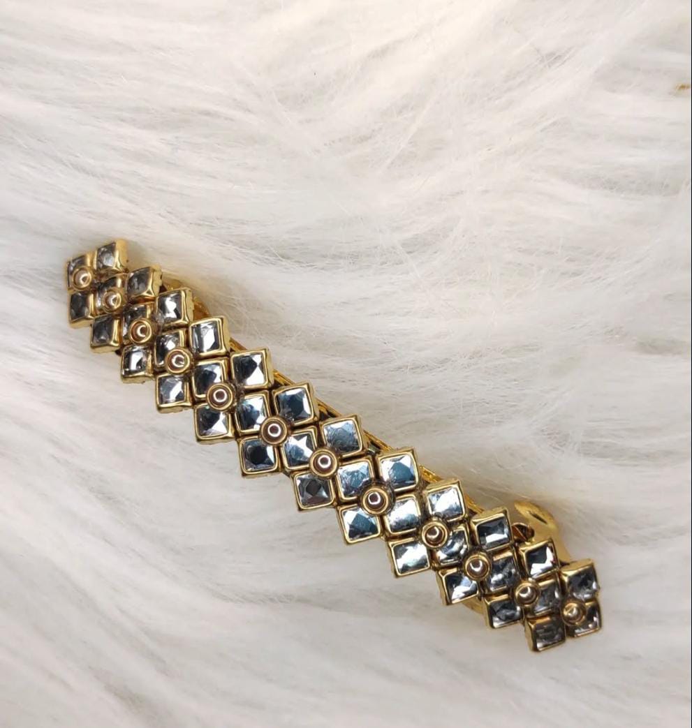 Gold Hair Barrette with Rhinestones