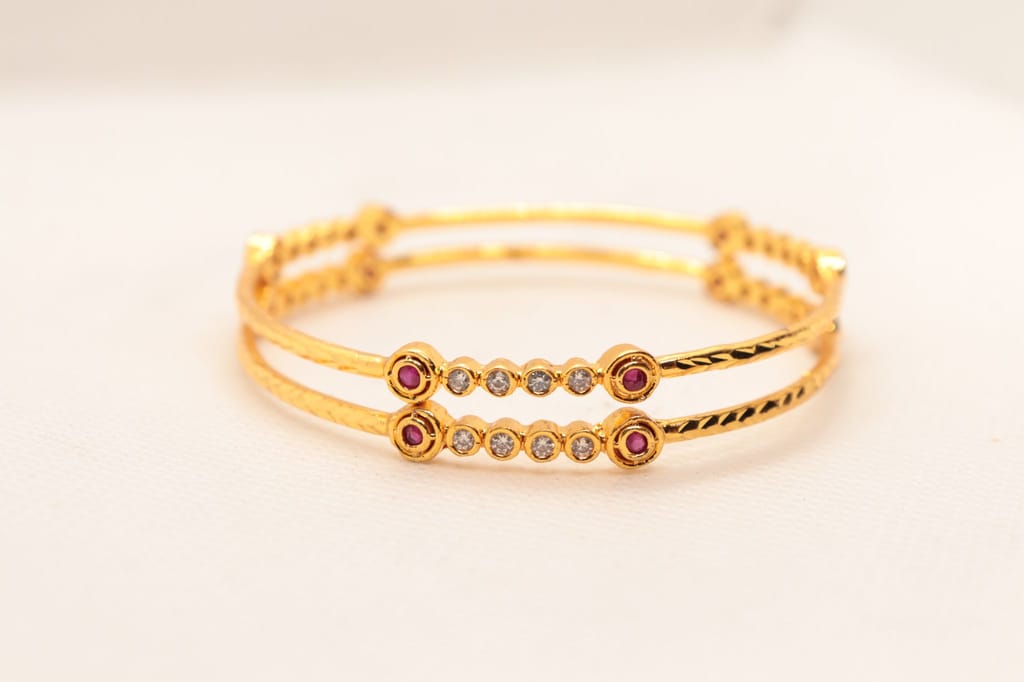 Gold Plated Traditional Indian Wedding Bangle Set for Women and Girls