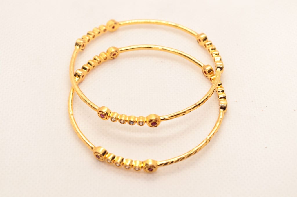 Gold Plated Traditional Indian Wedding Bangle Set for Women and Girls