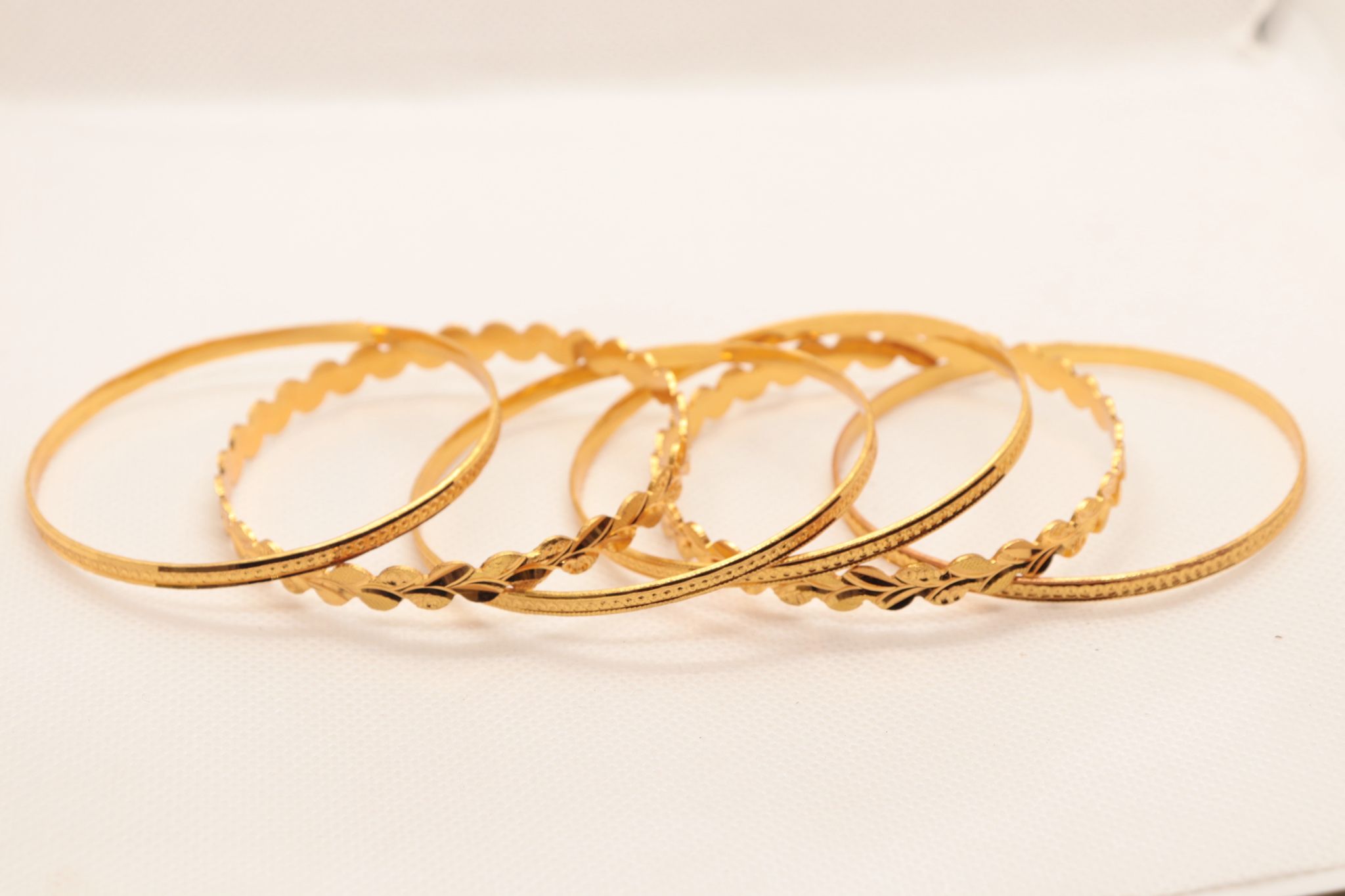 Gold Plated Leaf Design Bangle Set of 4