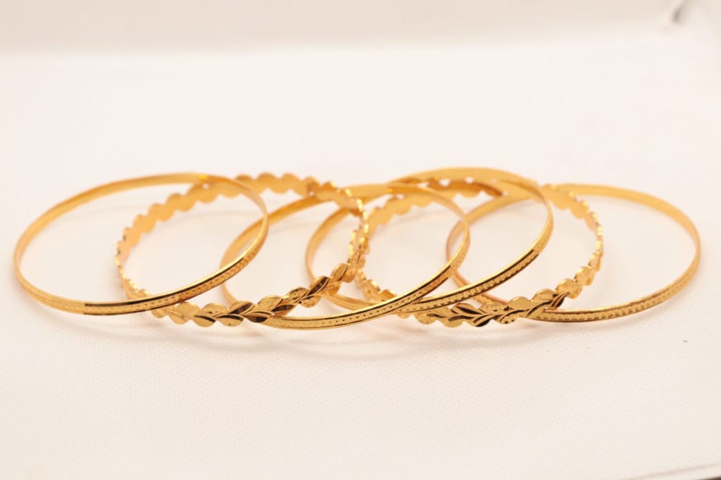 Gold Plated Leaf Design Bangle Set of 4