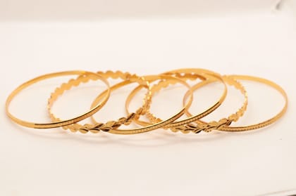 Gold Plated Leaf Design Bangle Set of 4