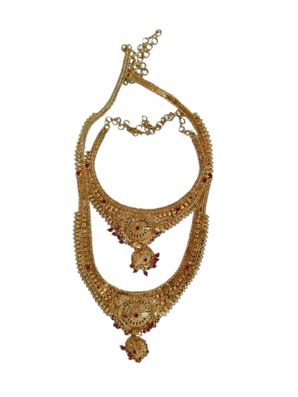 Bridal Gold Plated Necklace Set with Earrings for Women