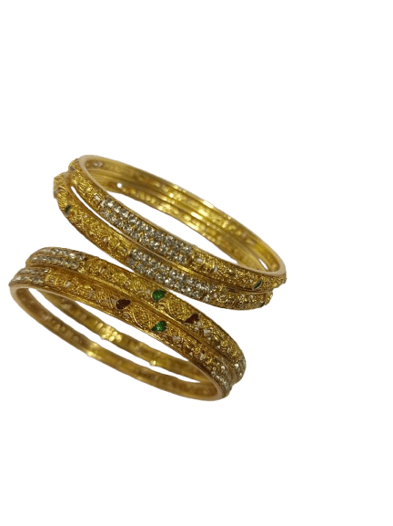 Gold Plated Kundan Bangles Set of 4 - Bangles & Bracelets | Buy online on ZillyBuy