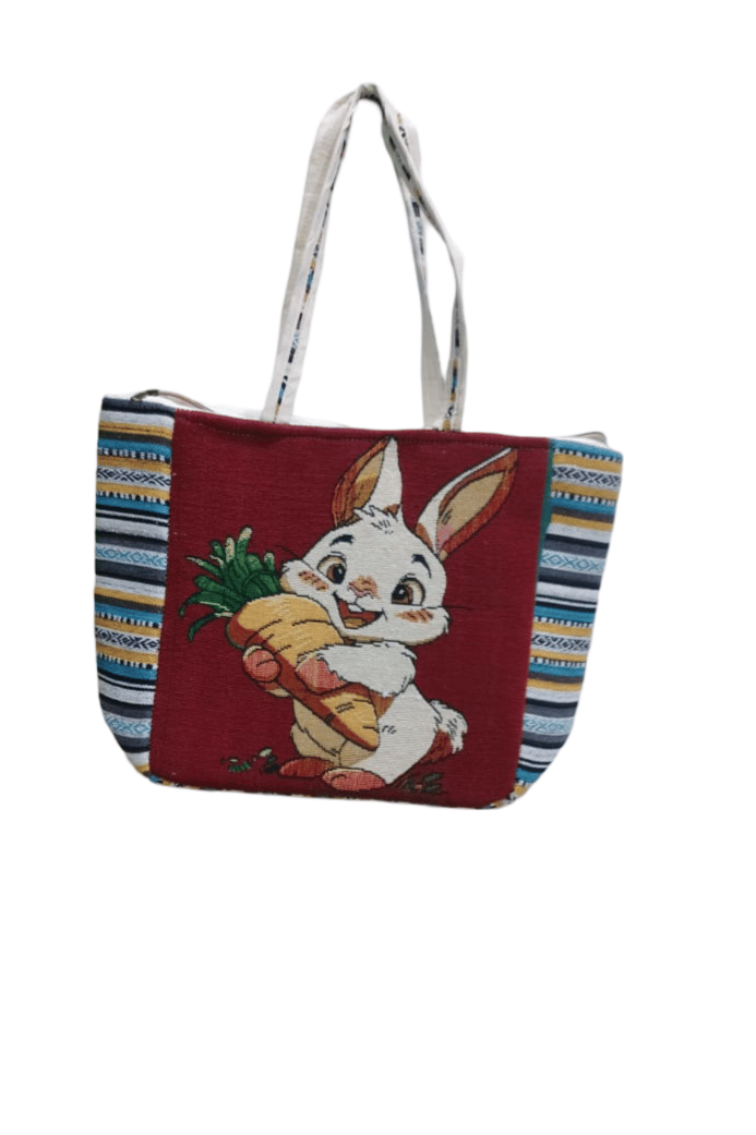 Cute Cartoon Rabbit Tapestry Handbag