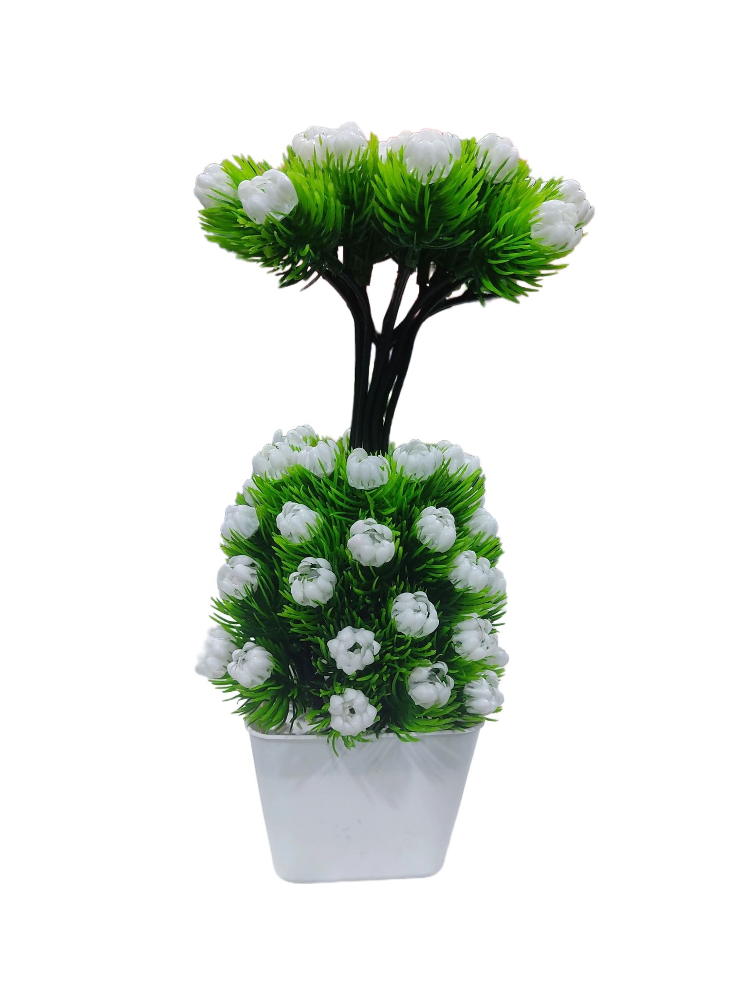 Artificial Potted Plant with White Flowers