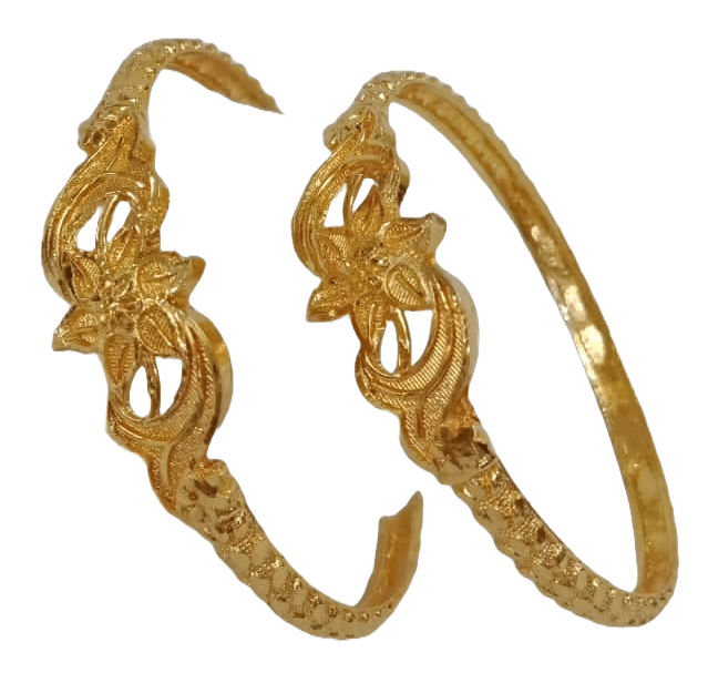 22K Yellow Gold Plated Adjustable Floral Design Toe Rings for Women