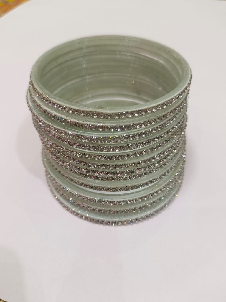 Mint Green Rhinestone Bangles Set of 12 - Bangles & Bracelets | Buy online on ZillyBuy