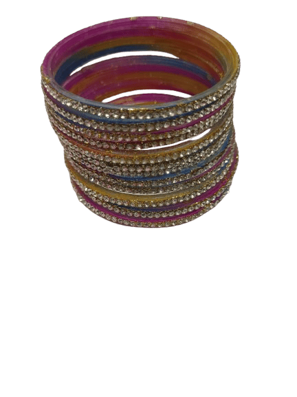 Multicolor Rhinestone Bangles Set of 12 - Bangles & Bracelets | Buy online on ZillyBuy