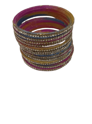 Multicolor Rhinestone Bangles Set of 12