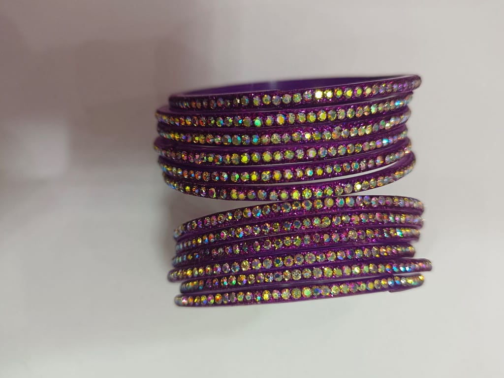 Beautiful Purple Rhinestone Bangle Set of 12