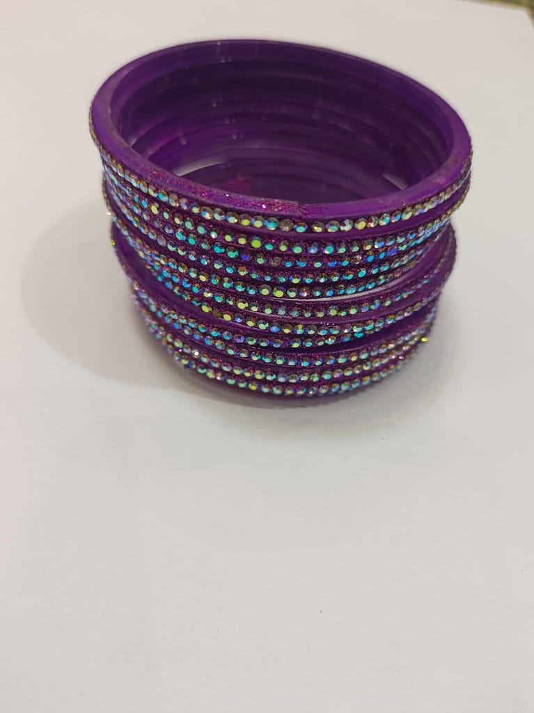 Beautiful Purple Rhinestone Bangle Set of 12
