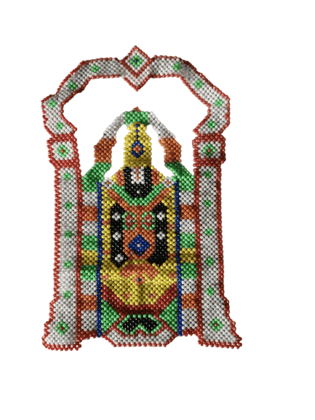 Colorful Beaded Wall Hanging of Hindu God Venkateswara Colorful Beaded Wall Hanging of Hindu God Venkateswara