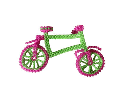 Pink and Green Beaded Bicycle Ornament