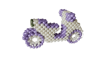 Beaded pearl purple and white motorbike