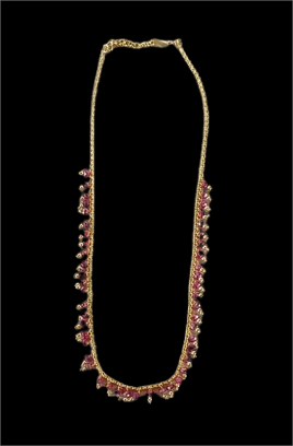 Delicate Gold Chain with Pink Beads