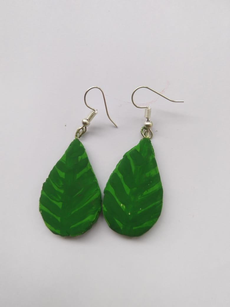 Green Leaf Earrings