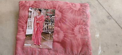 Georgette Saree With Heavy Stone Work And Embroidery