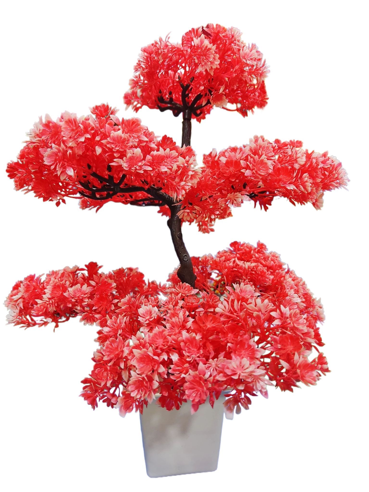 Artificial Cherry Blossom Bonsai Tree in White Pot