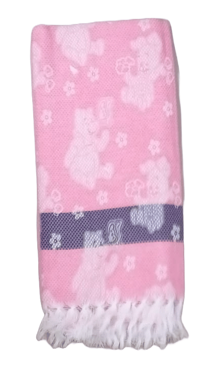 Pink Baby Blanket with Teddy Bear Design