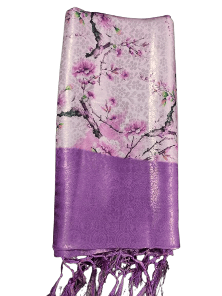 Purple Women's Lightweight Floral Print saree