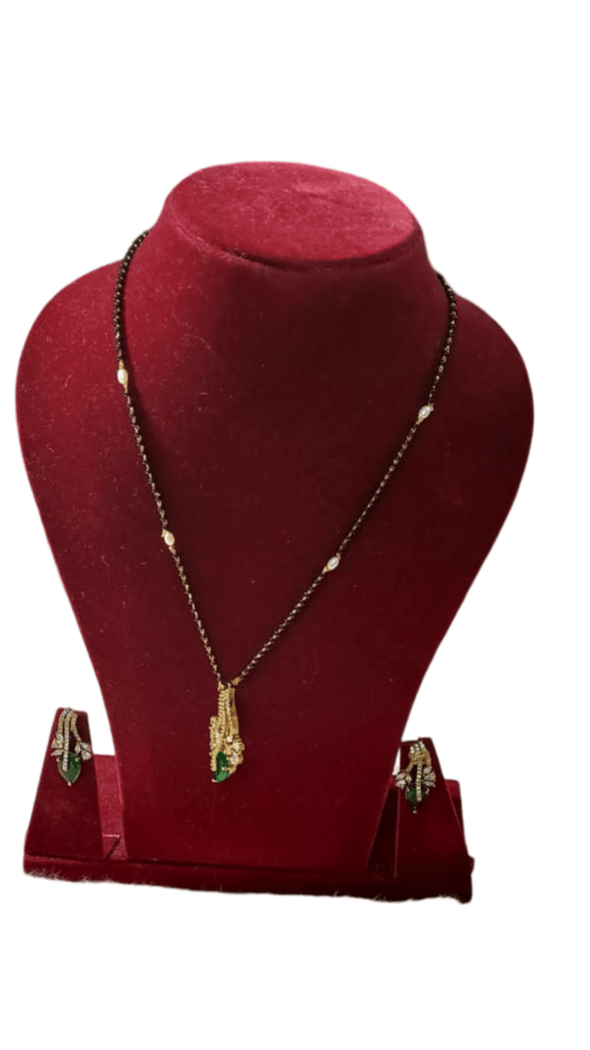 Gold-plated traditional Indian necklace set with green stones