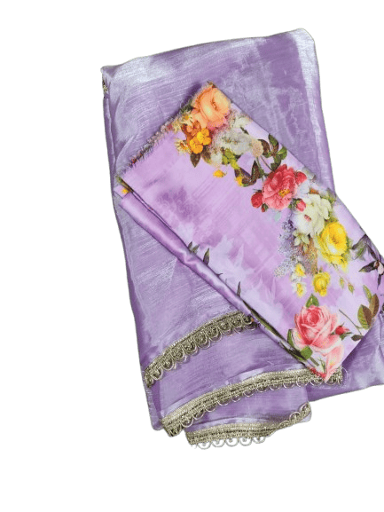 Lavender Colour Georgette Saree With Blouse Piece - Sarees | Buy online on ZillyBuy