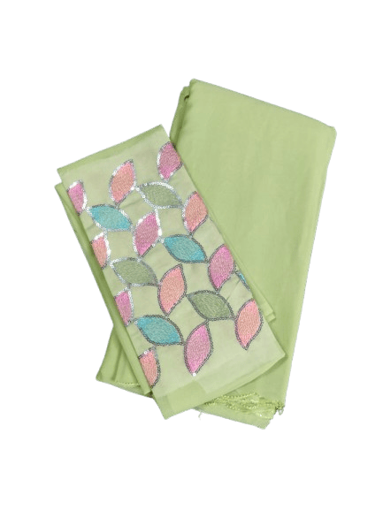 Pista Green Chiffon Saree With Blouse Piece - Sarees | Buy online on ZillyBuy