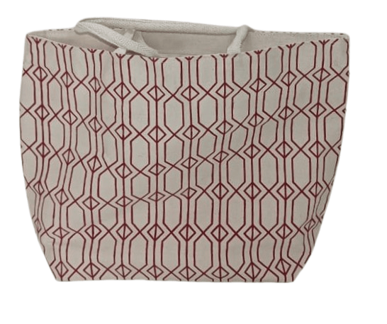 Red and White GEOMETRIC CANVAS Bag - Handbags | Buy online on ZillyBuy