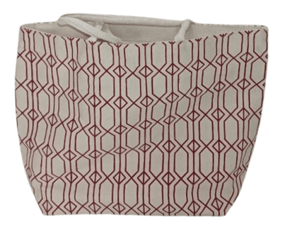Red and White GEOMETRIC CANVAS Bag