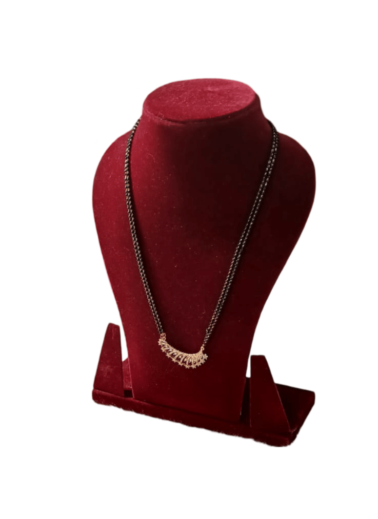 Black Beads Mangalsutra With Cubic Zirconia Stones