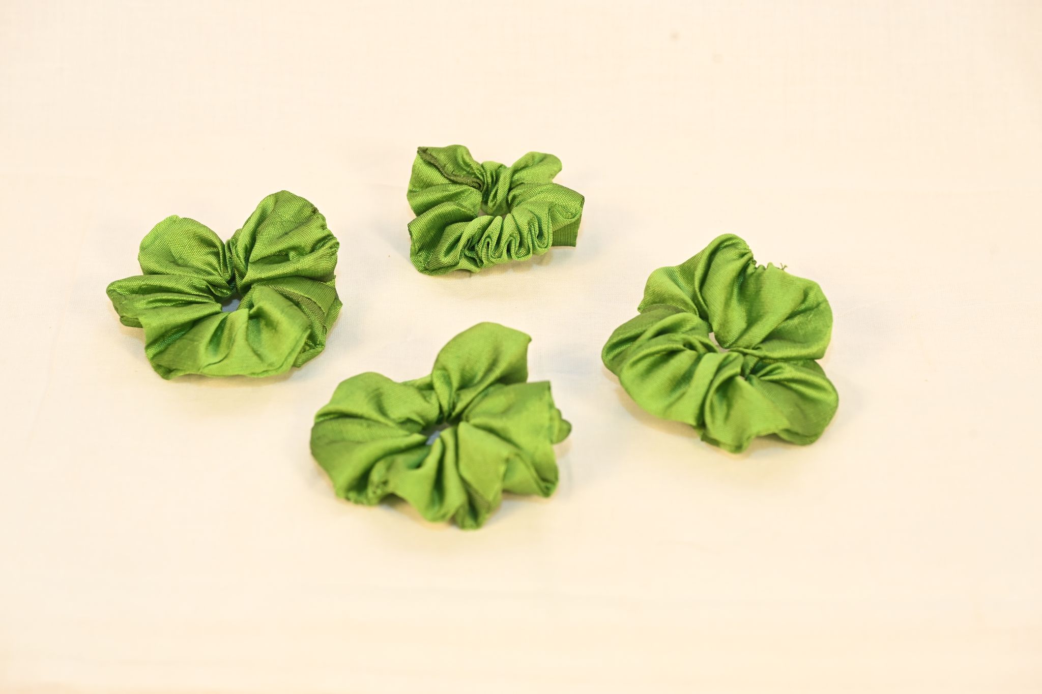 6-Pack of Green Satin Scrunchies