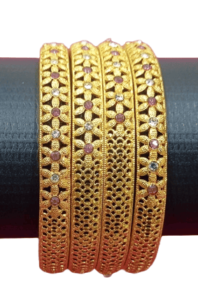 Gold Plated Kundan Bangles Set of 4