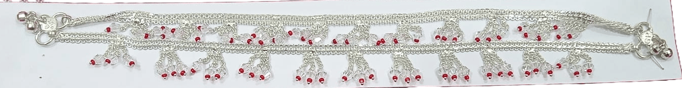 92.5 Silver Traditional Indian Anklet Payal With Small Bells