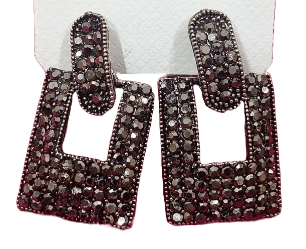 Gunmetal Gray Rhinestone Statement Earrings
