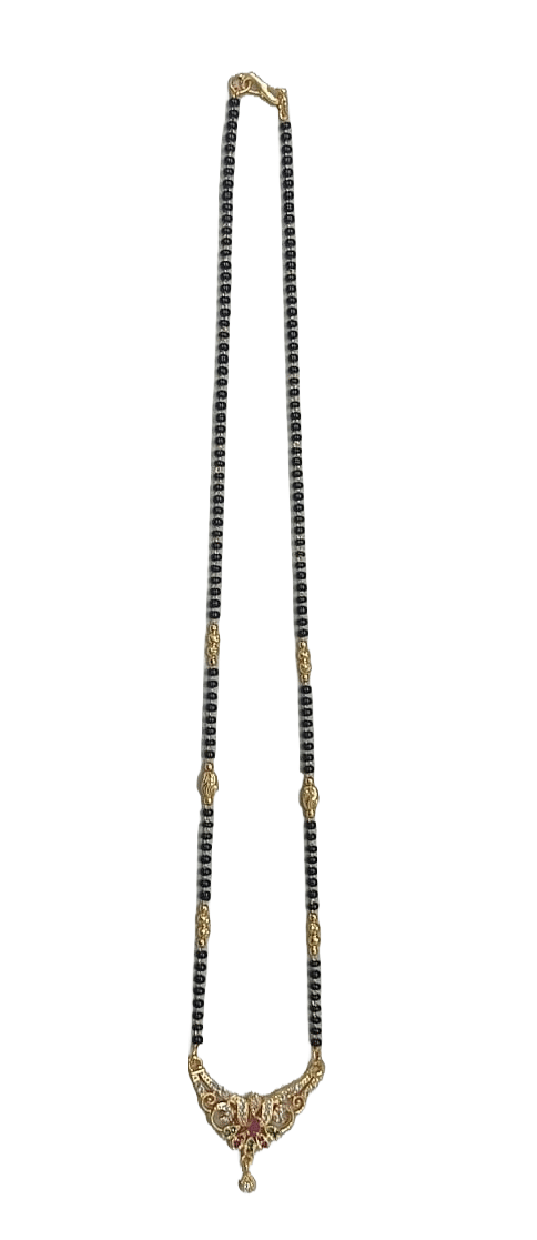 22K Gold Plated Mangalsutra Tanmaniya With Black Beads for Women