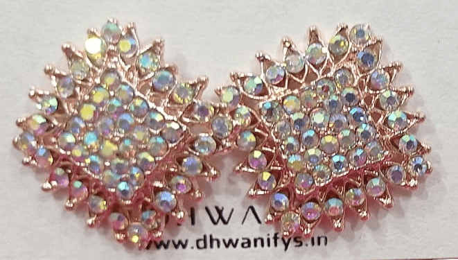 "Stunning Cubic Zirconia Floral Stud Earrings in Rose Gold"