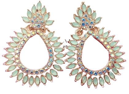 Mint Green Rhinestone Chandelier Earrings